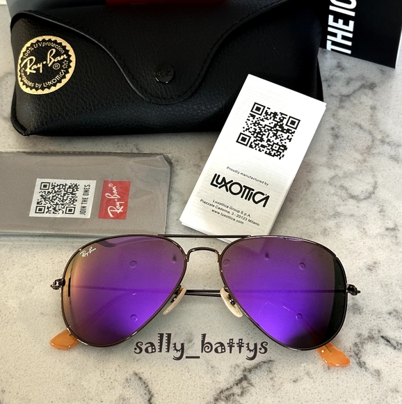 Ray-Ban (Store Display) Aviator Reflective Purple Lenses RB3025 Mirror - Picture 6 of 17